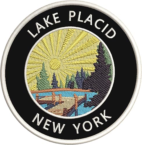 Miniatura 5 de Lake Dock - Lake Placid - Nueva York 3.5" bordado DIY hierro o coser parches decorativos vacaciones aventura tema novedad apliques