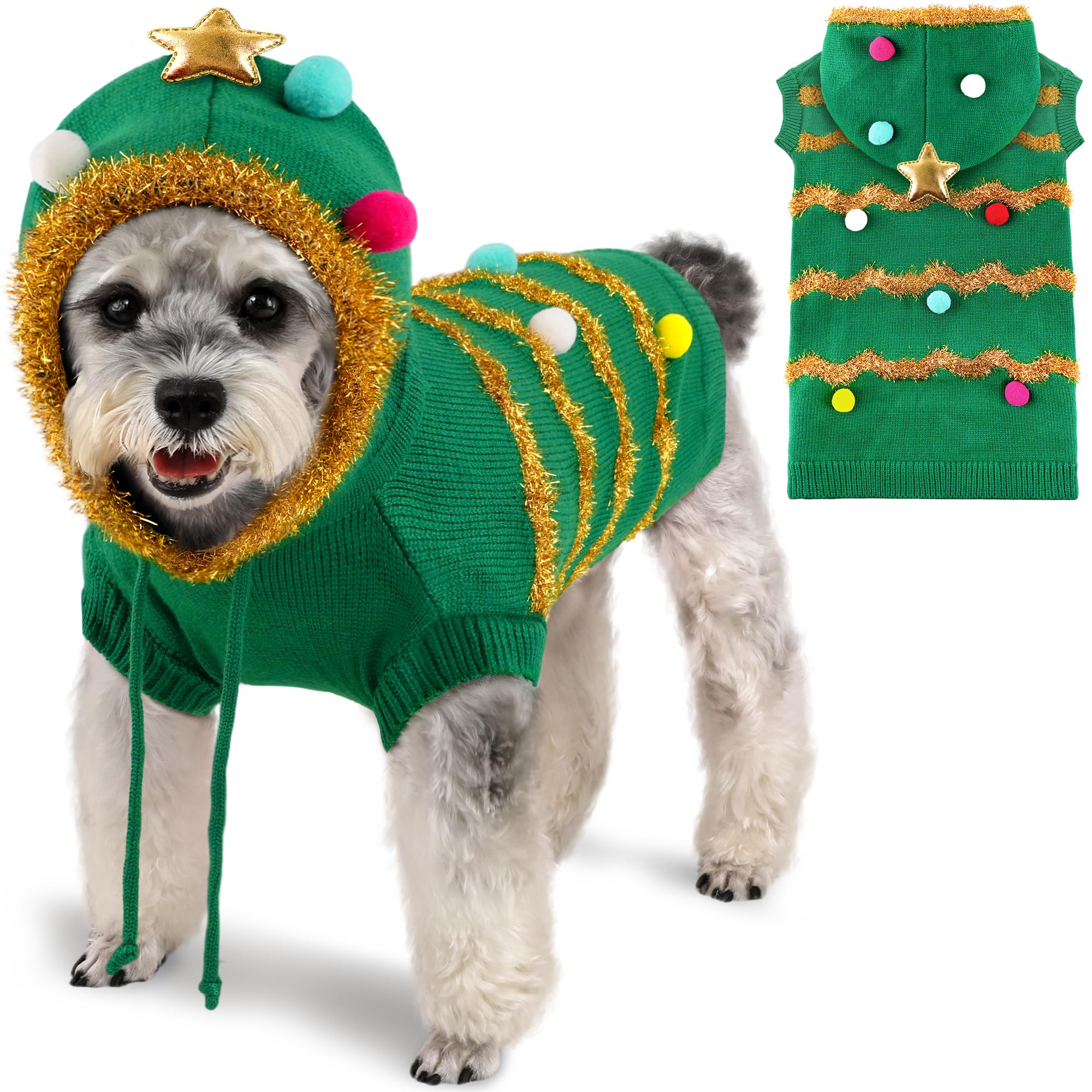 Hunde-Pullover mit Schneemann-Motiv, Weihnachtsbaum, Größe 3XL