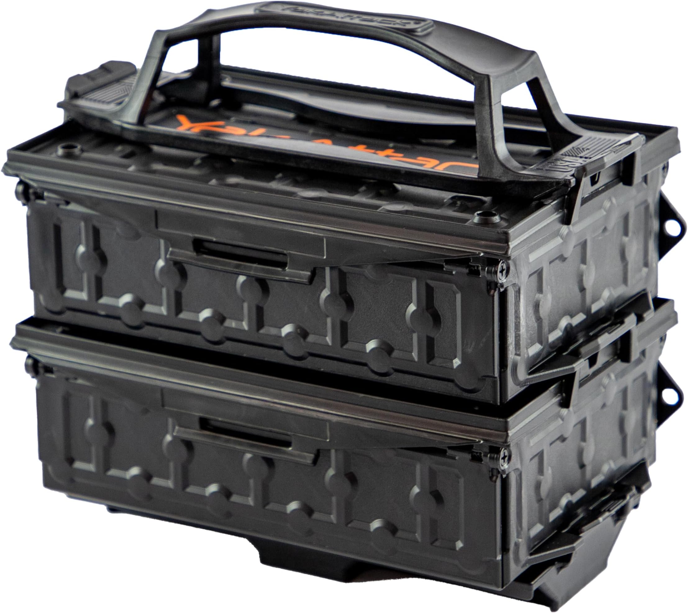 TracPak Fully Loaded Combo Kit, Black, Includes 2 Stackable Storage Boxes, Quick Release Handle & Base, 3 Internal Trays | Track Mount Hardware &