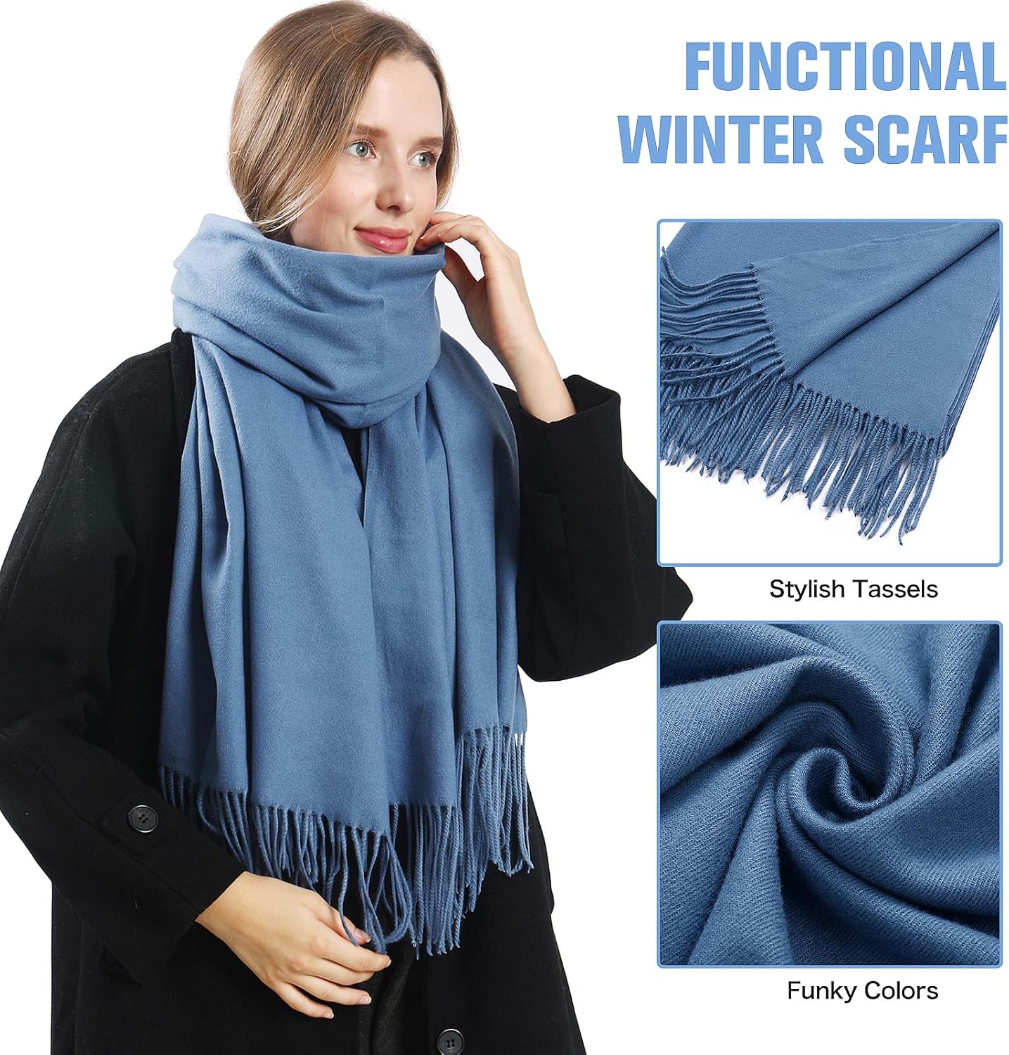 Soft Cashmere Feel Scarf For Women Winter Warm Scarves Large Pashmina Shawl Wrap for Evening Wedding Dresses Gifts - Image 4