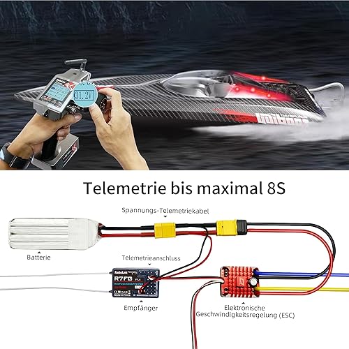 Miniatura 5 de Radiolink RC6GS V3 - Transmisor RC de 7 canales y receptor de giroscopio R7FG, control remoto RC de 2.4 GHz 1,968.5 ft, control remoto de telemetría