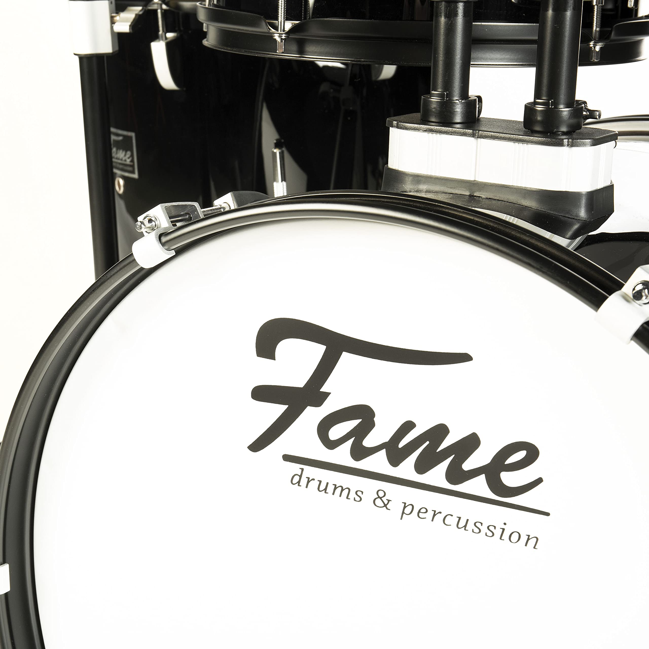 Fame FS22B First Step Rock Set, Piano Black, Komplettes Drum-Set, 22" BassDrum, Mischholz Kessel, Inklusive Hardware & Becken, Ideal für Anfänger und Schlagzeug-Einsteiger"
