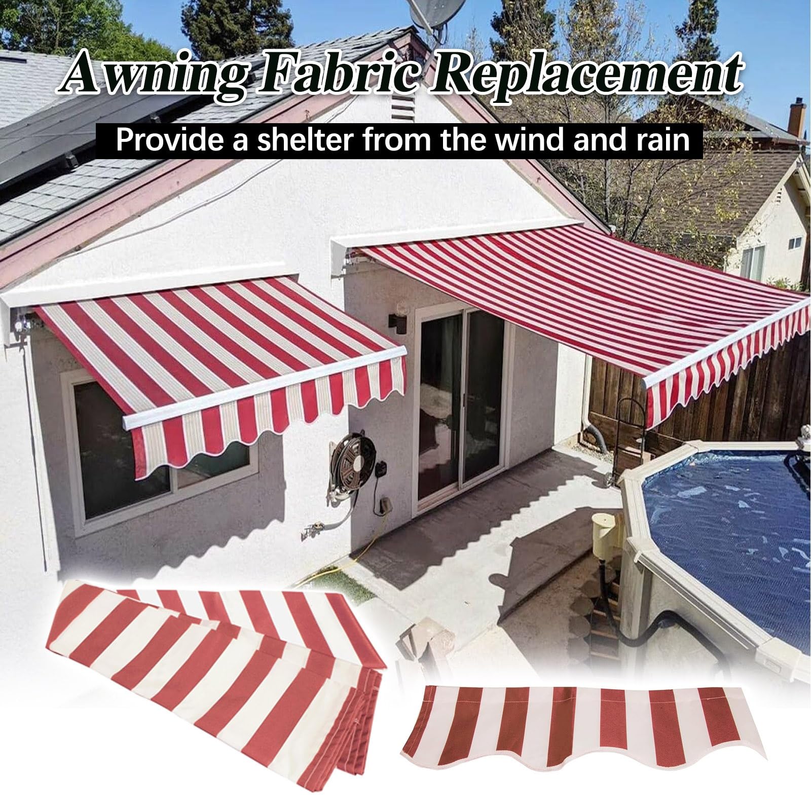 Tessuto Di Ricambio Per Tenda Da Sole 5x3 M - Antracite E Bianco, Impermeabile E UV Resistente - Foto 4