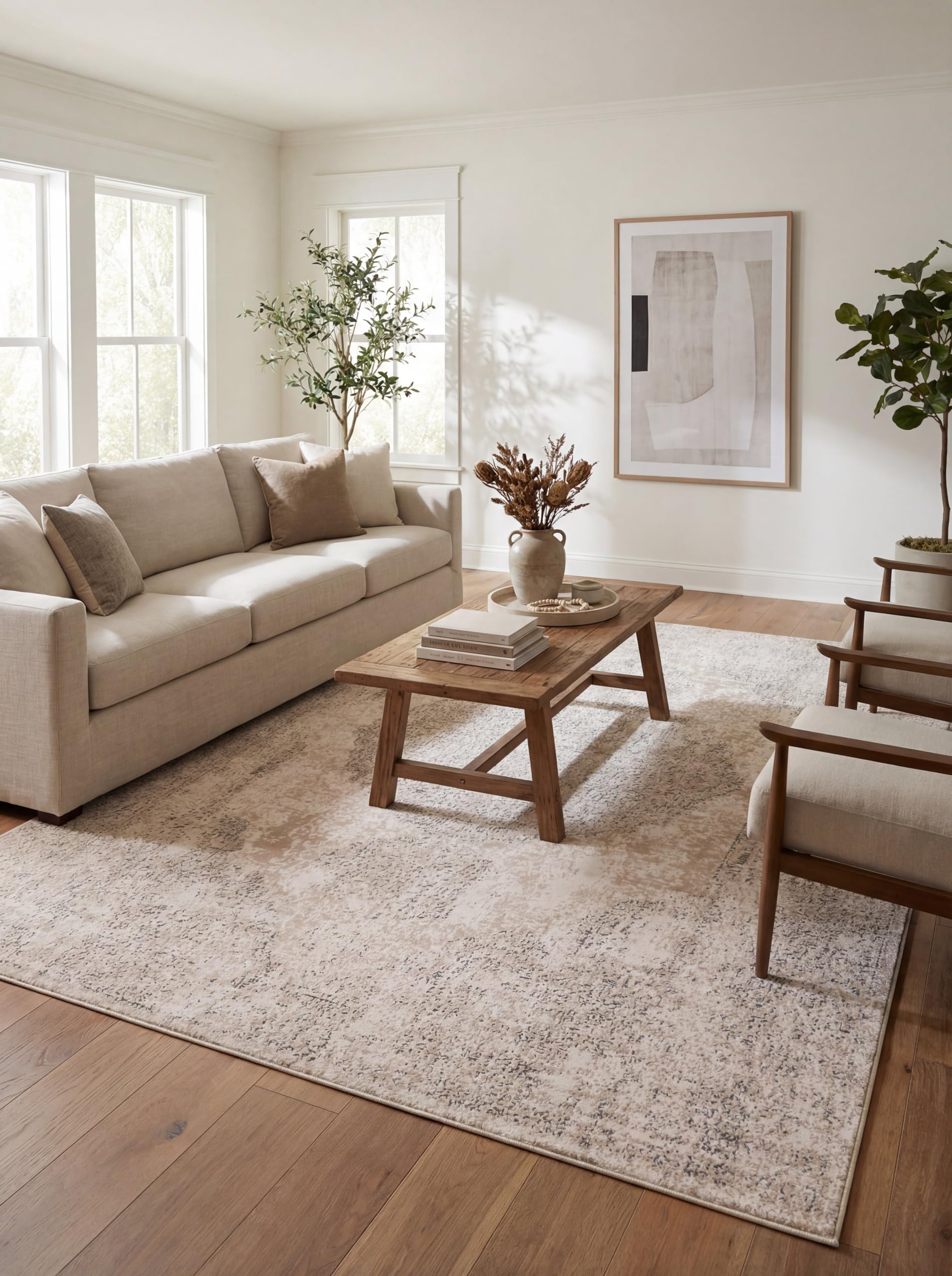 Rugs.com Oregon Collection Rug – 10' x 13' Ivory Low-Pile Rug Perfect for Living Rooms, Large Dining Rooms, Open Floorplans