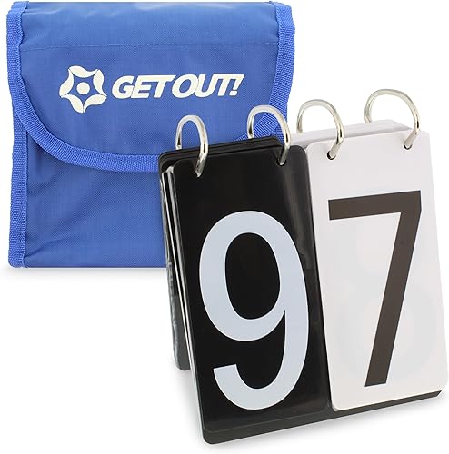 Get Out! Sobre Net Portable Tennis Game Score Keeper, marcador numerado del marcador 0-9 de las tarjetas del tablero de la puntuación del tirón