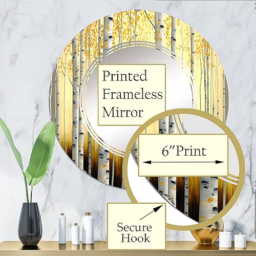 Miniatura 14 de Golden Birch Trees Forest III- Vanity Mirror, Bathroom Mirrors, Wall Mirrors for Living Room, Bedroom - Oval Mirror - Large 20'x30', 24'x36