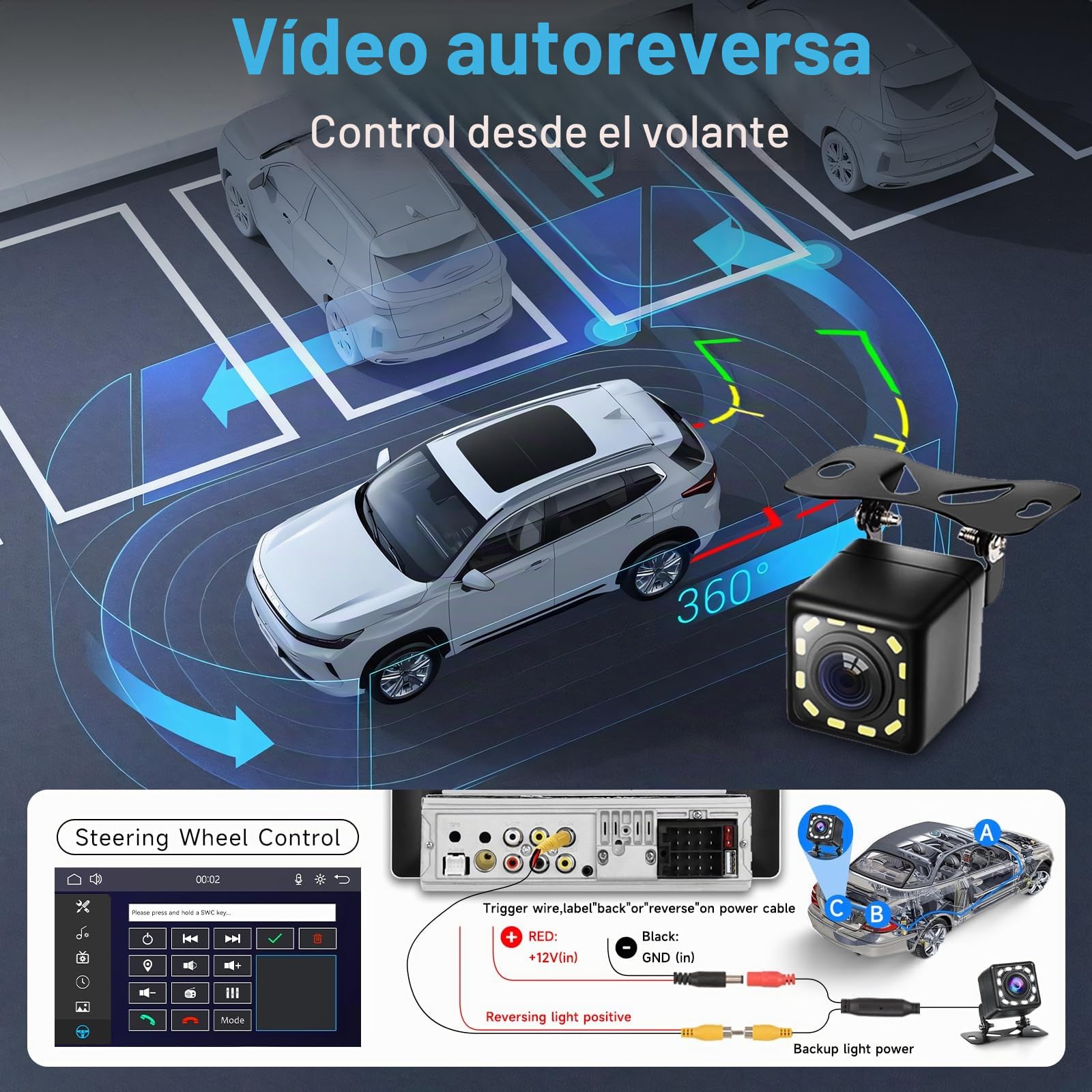Hodozzy Radio Coche 1 DIN con Carplay Android Auto Inalámbrico, Pantalla Táctil 10,1 Pulgadas Bluetooth Radio FM/Am/RDS MirrorLink SWC EQ USB AUX Reproducción de vídeo en Línea, Cámara Trasera