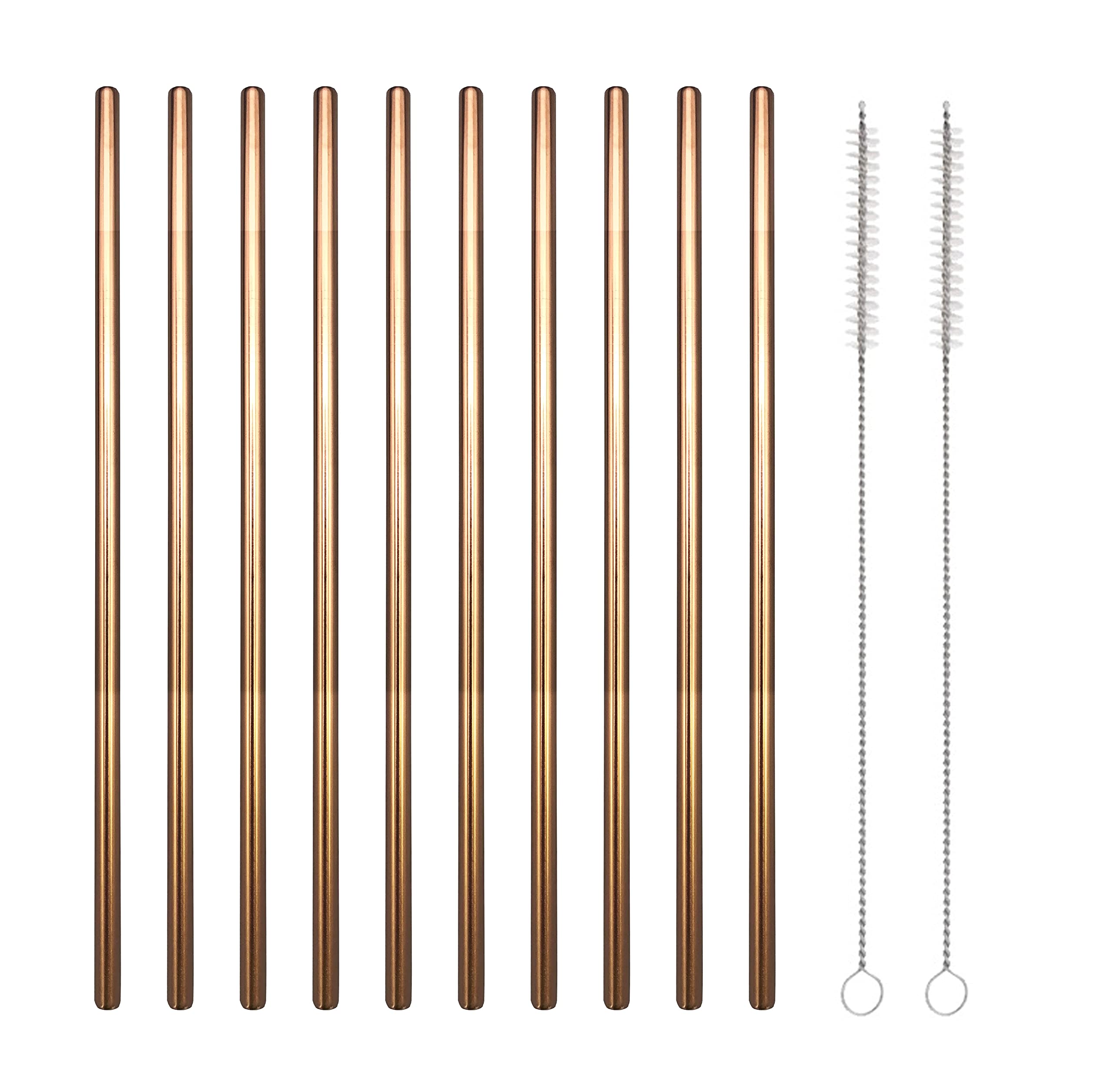 Pailles en acier inoxydable lavables pour remplacer le plastique lot de 10 droites or rose