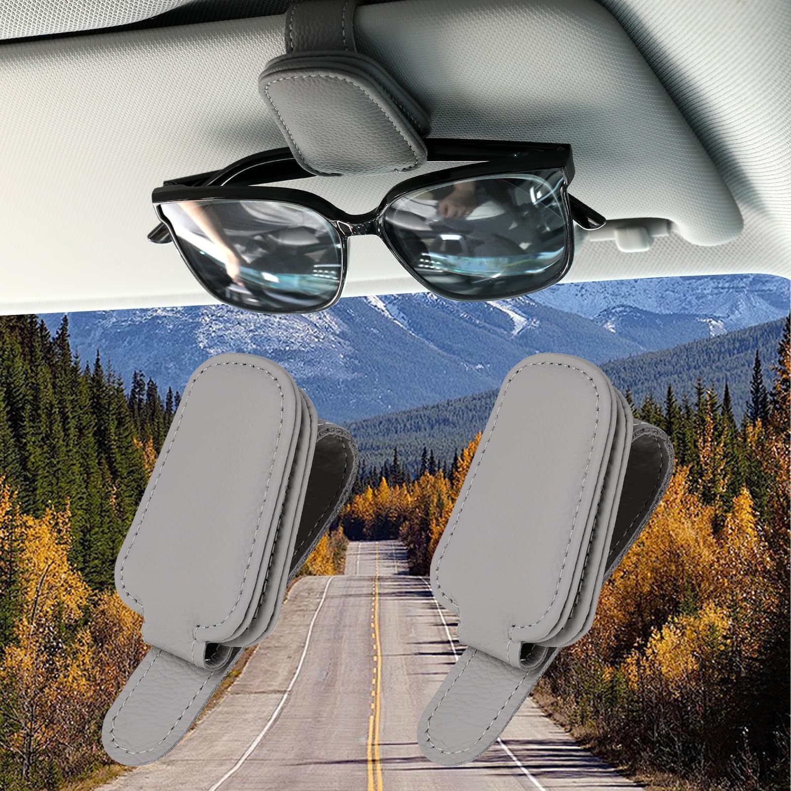 QIZUN 2pcs Car Sunglasses Holder Suitable for Audi S5 Coupe B8/8T 2007-2011, Glasses Mount Magnetic Premium Material Sun Visor Clip Organiser Storage,Grey