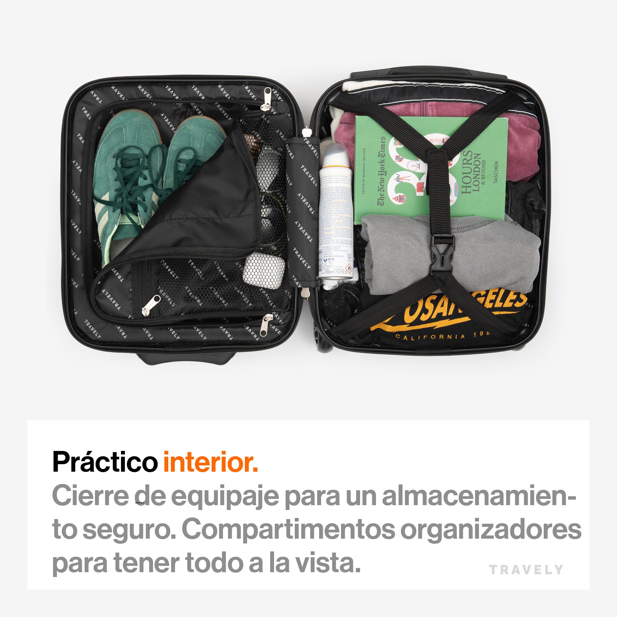 Travely Maleta de Equipaje de Mano 40x30x20cm - Apta para Ryanair, Lufthansa, Eurowings y co.