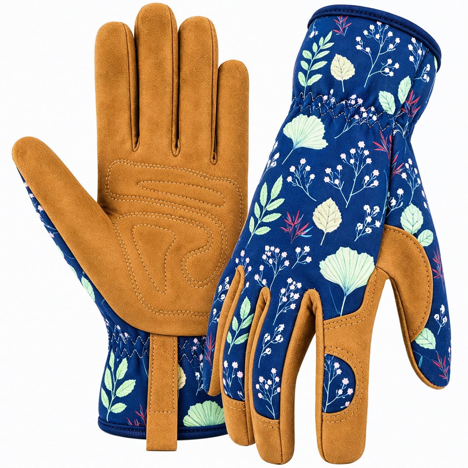 Gants de jardinage en cuir pour femme, résistants à l'abrasion et aux coups de couteaux, résistants aux rayures, respirants pour désherber, creuser, planter, ratisser et tondre (taille L)