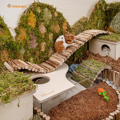 Miniatura 8 de Niteangel Juguete de puente colgante de hámster, escalera larga de escalada para ratones de hámster sirio, jerbos y otros animales pequeños (21.8