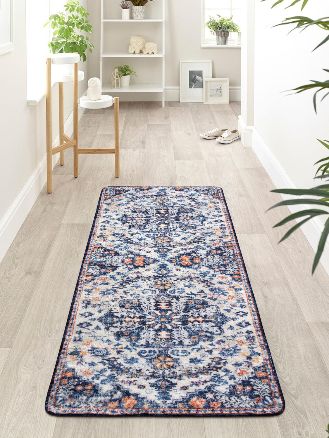 LOKHOM Waschbarer Läuferteppich – Vintage-Blumenmuster, Rutschfeste Gummirückseite, 60 X 30 Cm, Für Flur & Küche