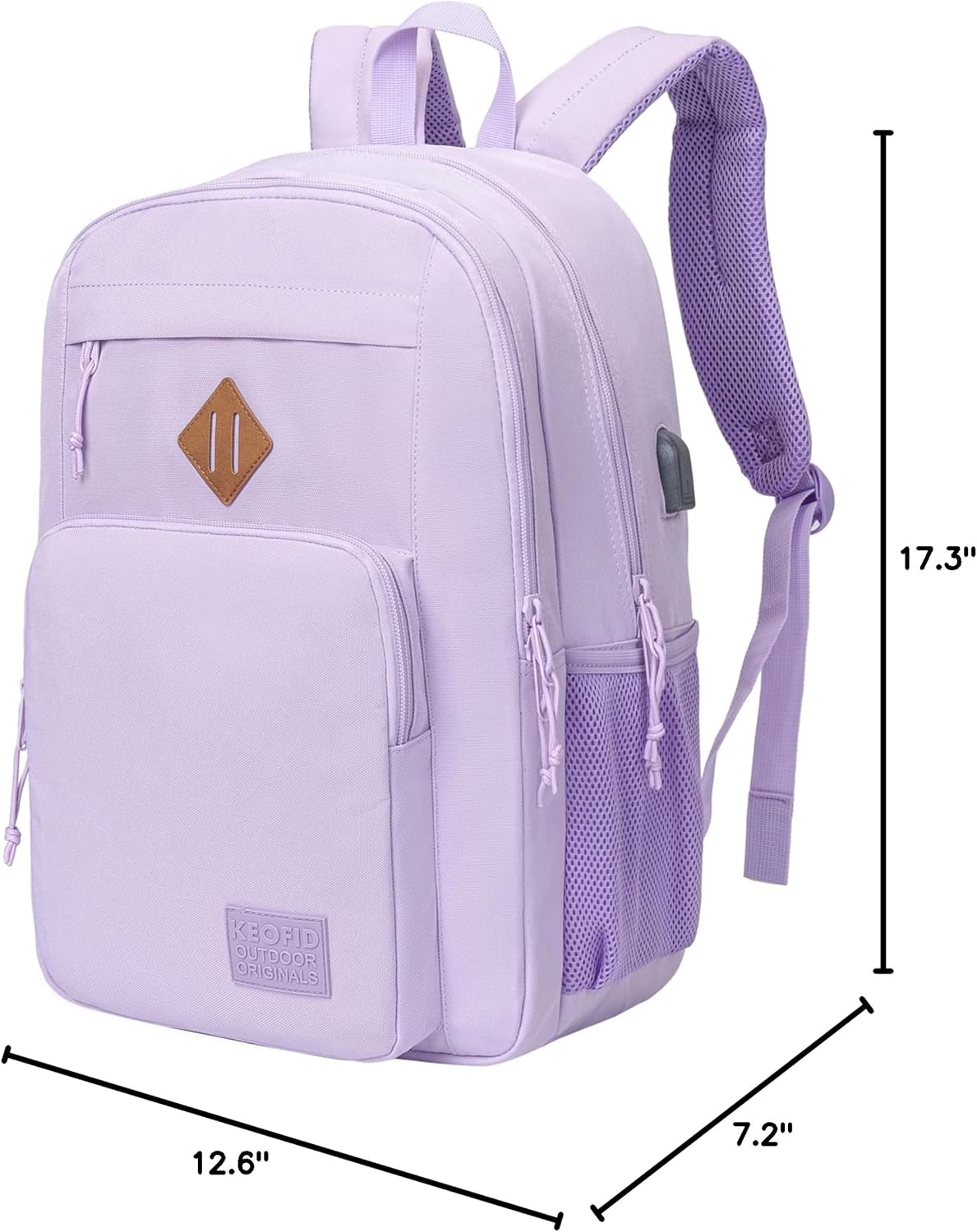 KEOFID Classic Travel backpack for Men and Women, Anti Theft Laptop Backpack with USB Charging Port for Work, Large Bag for College, Water Resistent(Purple) - Image 9