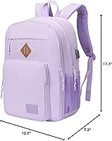 Vista 9 de KEOFID Classic Travel backpack for Men and Women, Anti Theft Laptop Backpack with USB Charging Port for Work, Large Bag for College, Water Púrpura