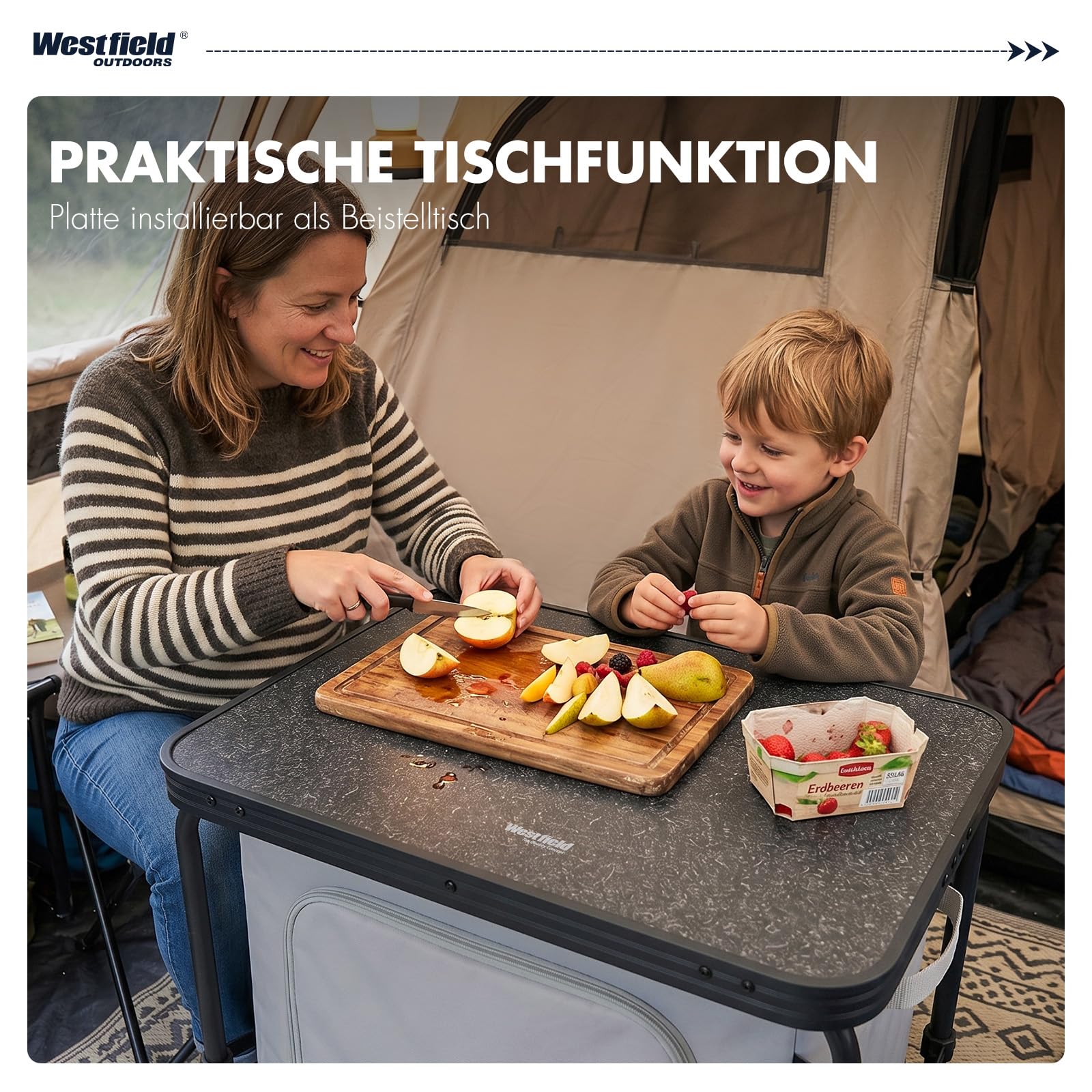 Westfield Outdoors Modulor I+, Campingschrank Faltbar, Campingküche Klappbar mit Tragetasche, Faltschrank Klappschrank viel Stauraum Tragbar für Camping, Balkon, Terrasse