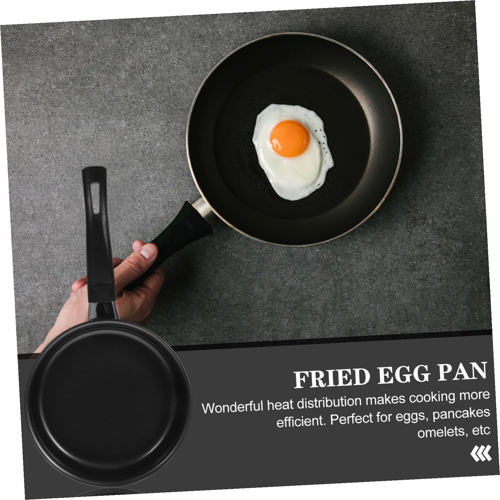Hemobllo Padella Mini per Frittata Antiaderente 2 Pezzi in Ferro Fine Nero