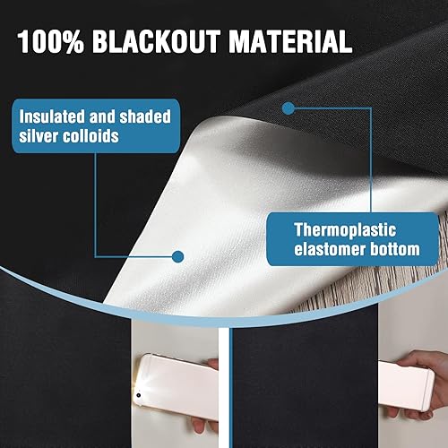 Miniatura 5 de H.VERSAILTEX Cortinas opacas portátiles para dormitorio, 120 x 67 pulgadas, cortina 100% opaca para ventana, sin taladro, cortinas enrollables