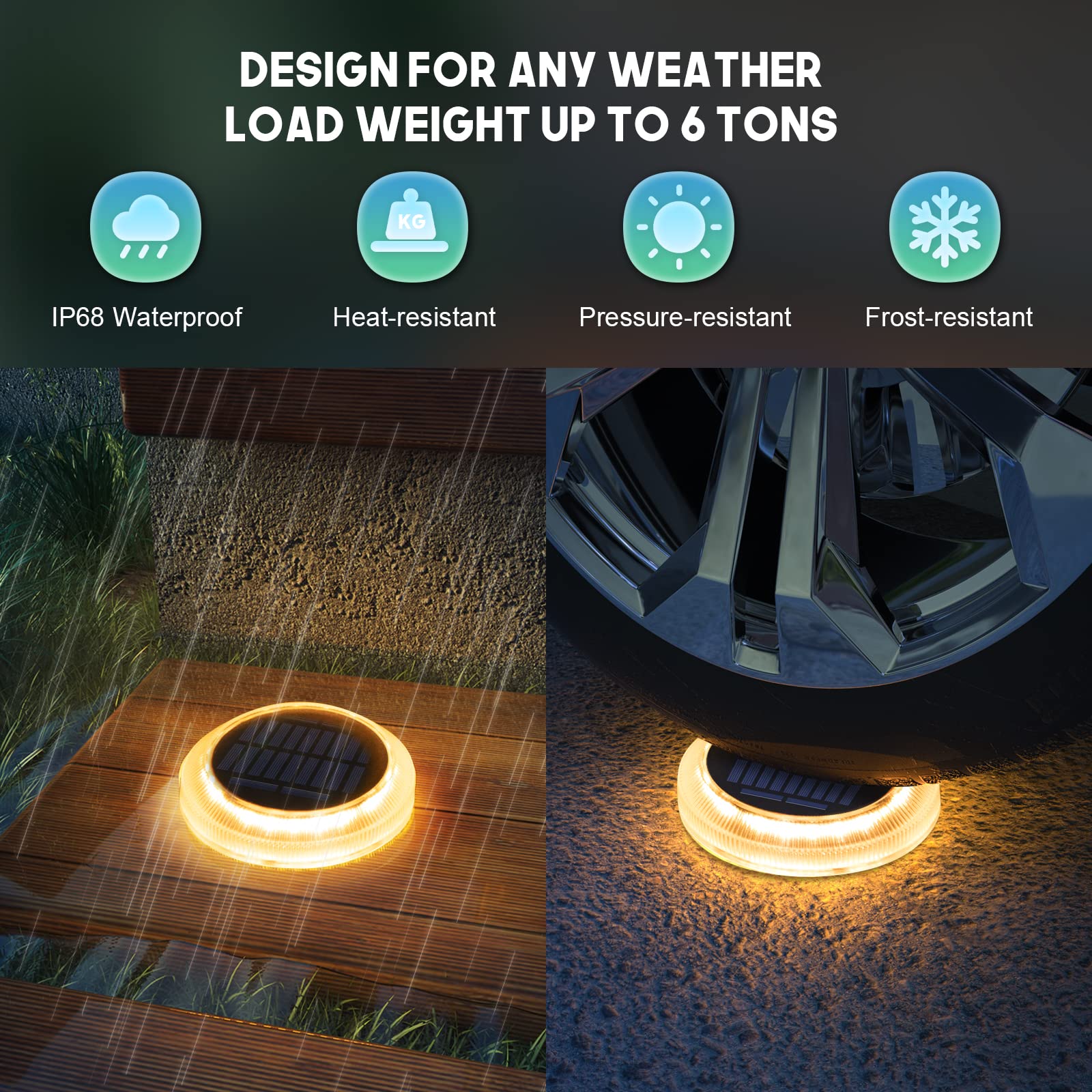 Pack 4 Luces Solares De Suelo - IP68 Impermeables, 50 Lúmenes Blanco Cálido, Auto On/off Para Jardín