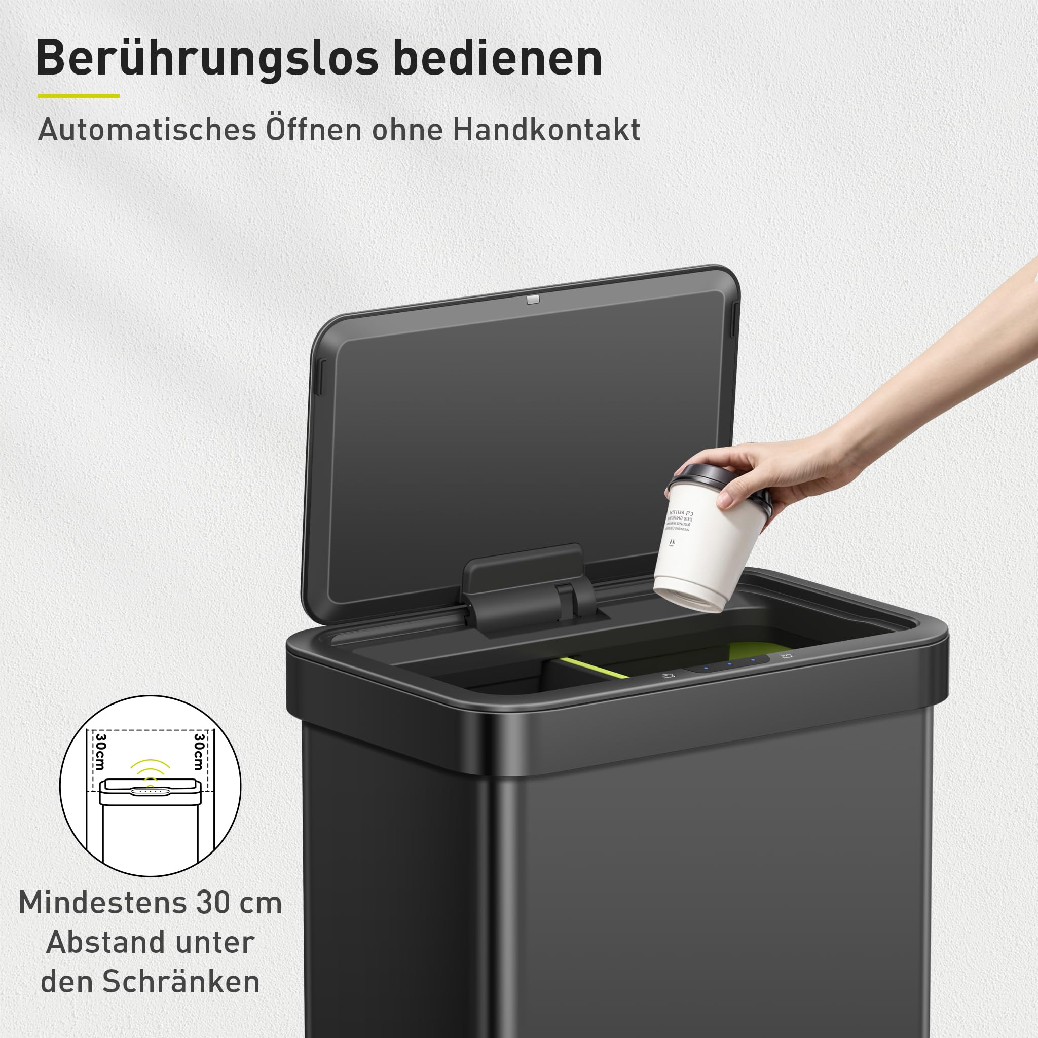 Eko Sensor Mülleimer 2 Fächer 30L – Bild 4