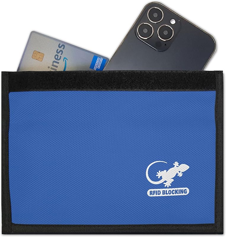 Bolsa Faraday Gecko Travel Tech para Celular e Chave Veicular com Bloqueio de Sinais GPS, RFID, NFC, Wi-Fi e Bluetooth LIGHT BLUE