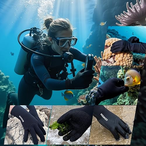 Miniatura 4 de Guantes de agua de neopreno de 3 mm, guantes de neopreno de cinco dedos cálidos, guantes de invierno para traje de neopreno para buceo, esnórquel,