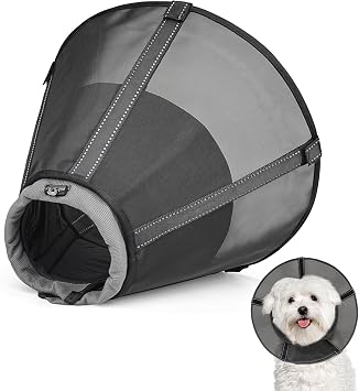Dog Cone Collar to Stop Licking, Soft Mesh Recovery Collar After Surgery with Liner, Elizabeth Cone Alternative for Medium and Large Dogs, for Surgery, Spay, Neuter, Wound Care,XS,Matte Black