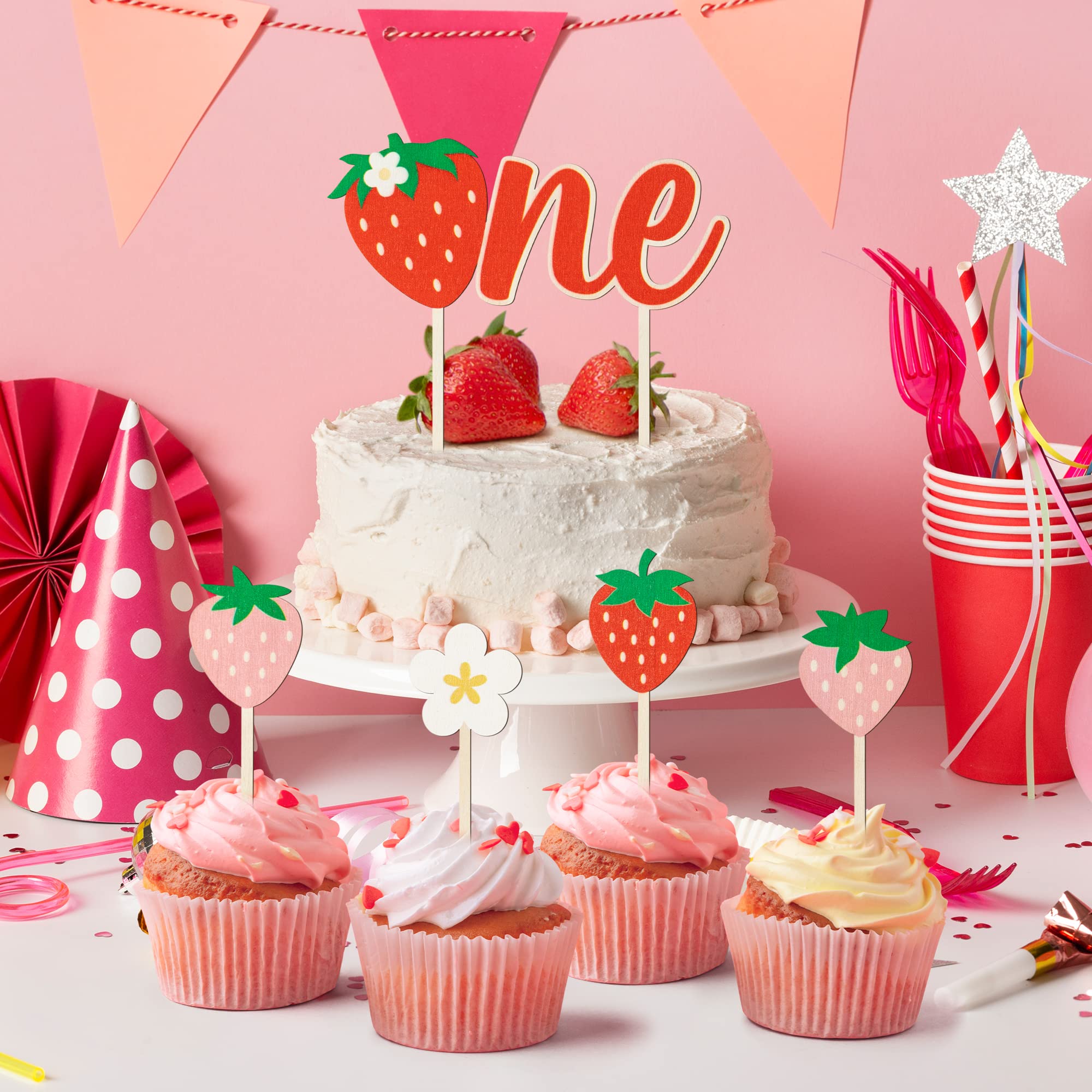 30 stuks Sweetheart Aardbei Cupcake Decoratie, Fijne Vakmanschap