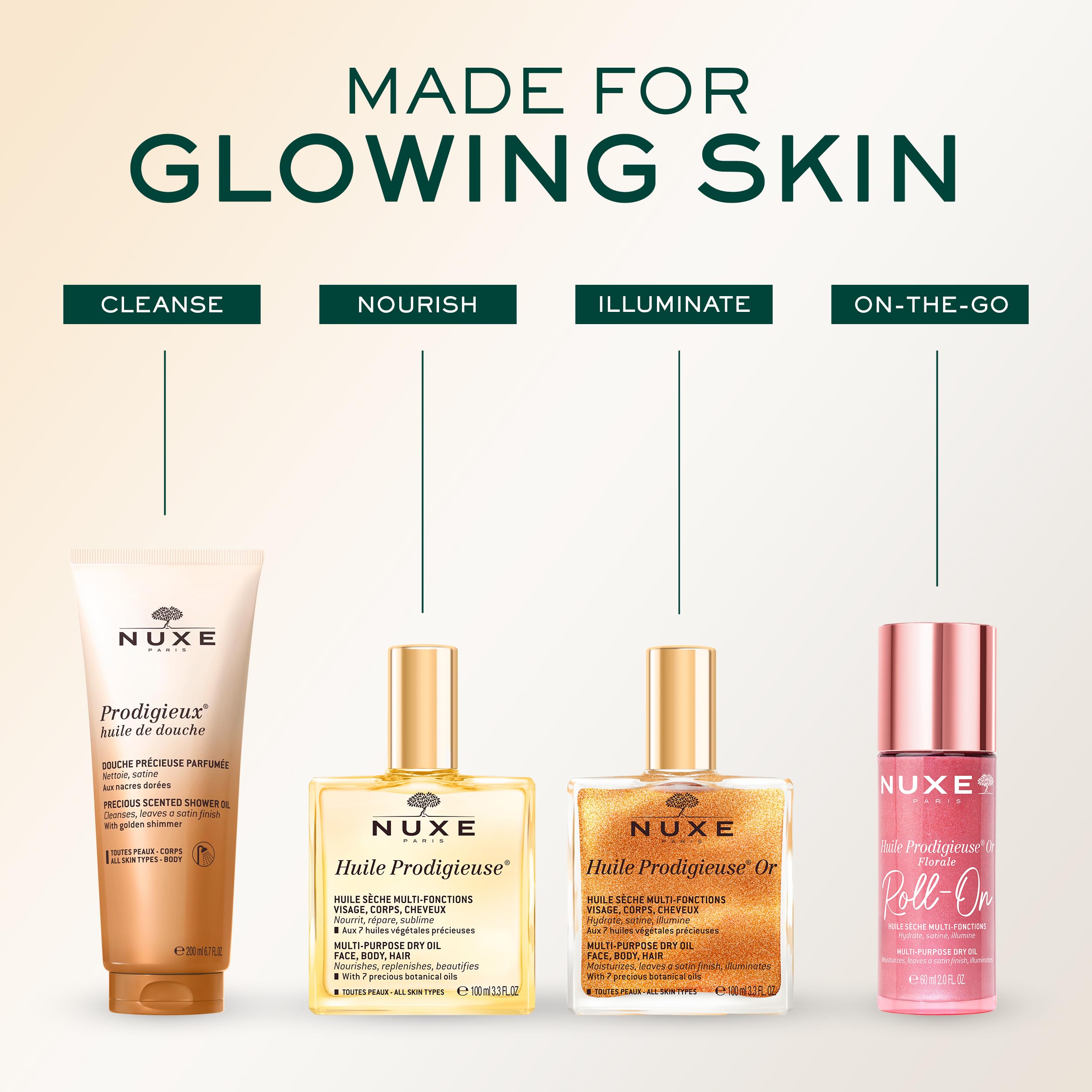 NUXE Olejek do ciała Huile Prodigieuse lub, 100 ml | Suchy olejek ze złotem, rozświetla i zmiękcza twarz, ciało i włosy, wielofunkcyjne odżywianie, wegańska formuła