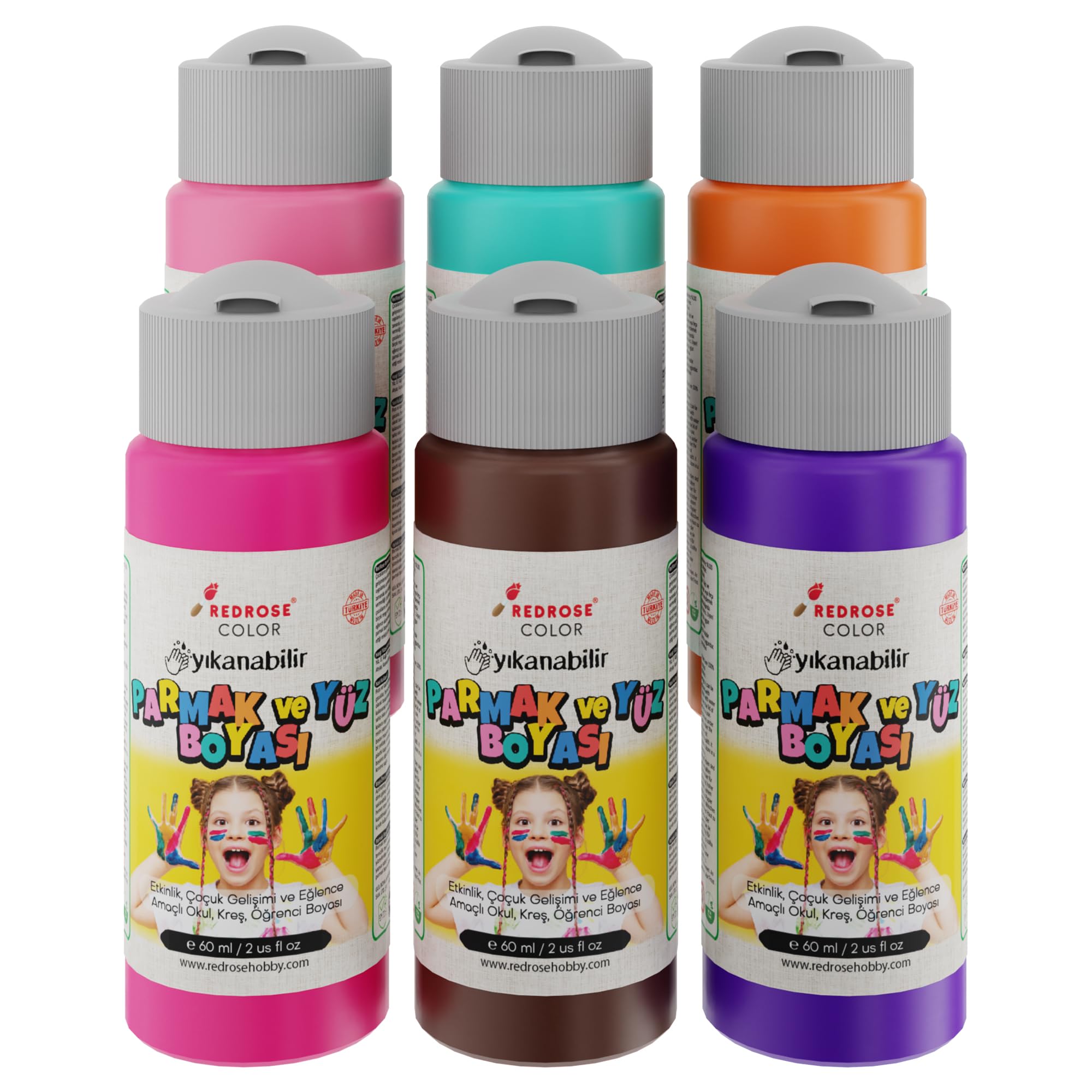 Red Rose Tamamlayıcı Renkler Parmak Boyası 6'lı Set 6x60 ml