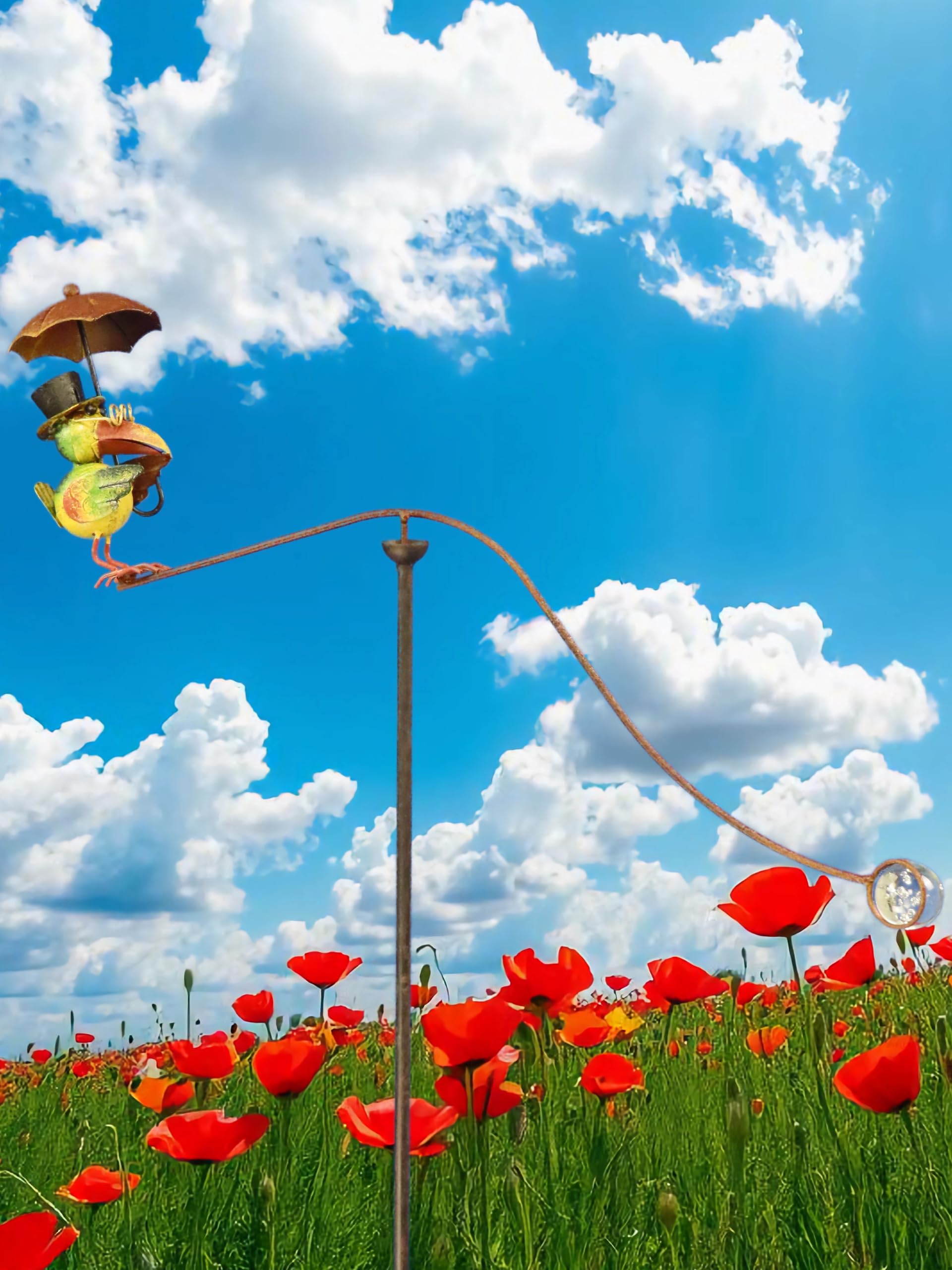 Pommerntraum ®| Windspiel Rabe Gartenwippe Metallwindspiel Vogel Vögel