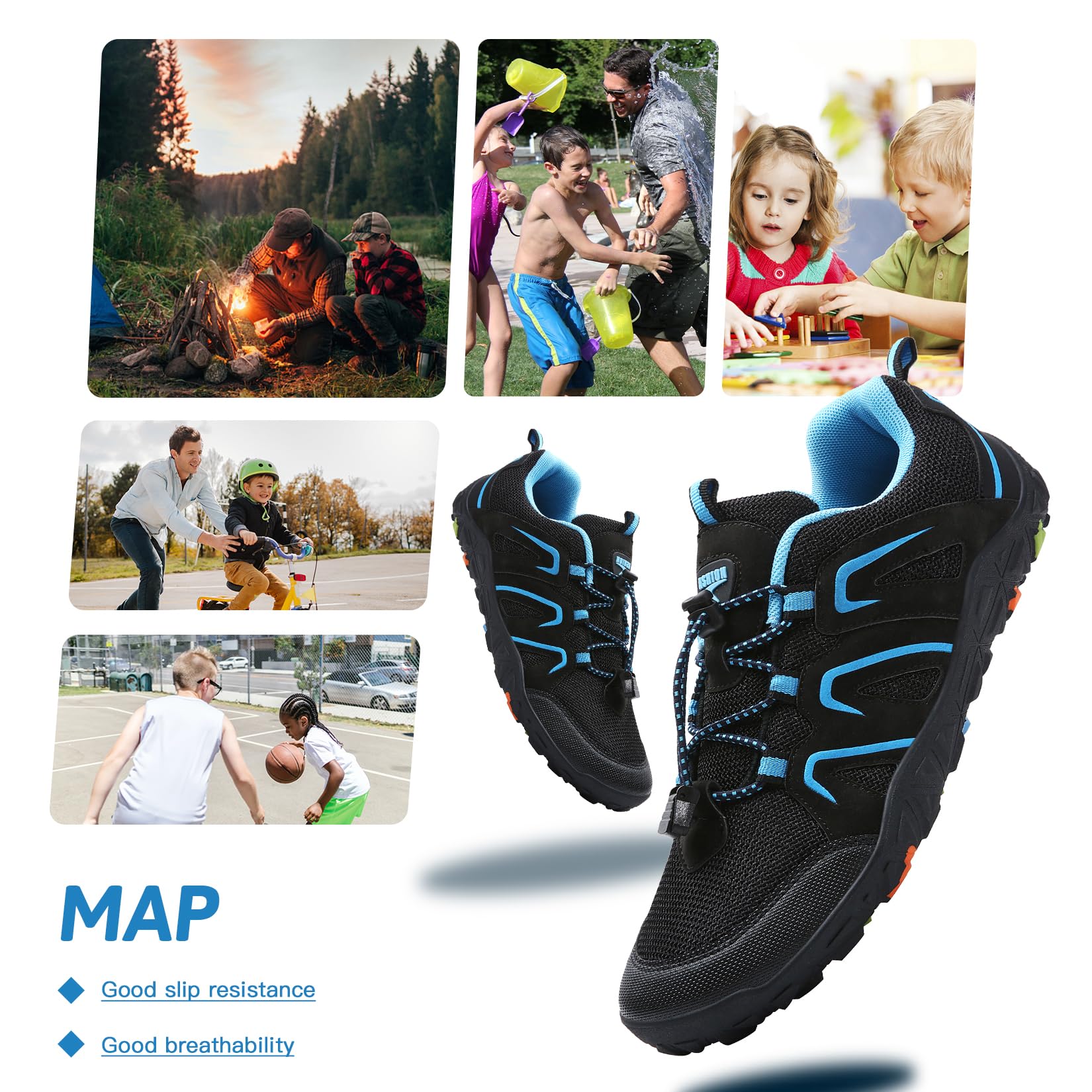 Chaussures Randonnée Garçon Chaussures de Trail Enfant léger Antidérapant Marche de Trekking Outdoor(N Negro Azul,40 EU)