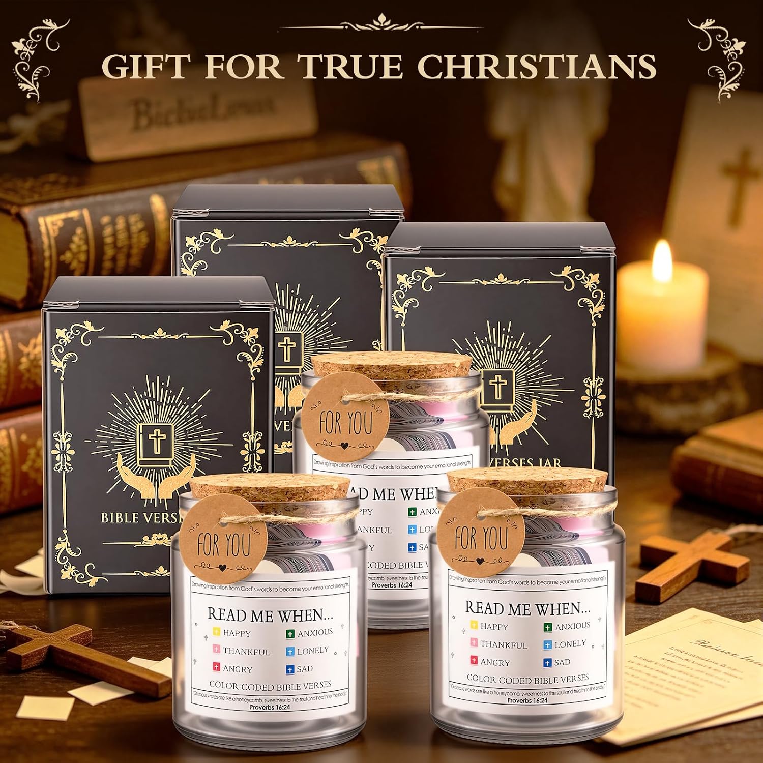 12 Pack Bible Verse Jar, 90 Verse Cards, Church Gift Set