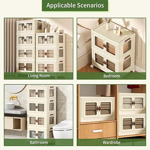 Miniatura 5 de Contenedores de almacenamiento apilables de 60 cuartos de galón, contenedores de almacenamiento plegables con tapas y puertas, caja de