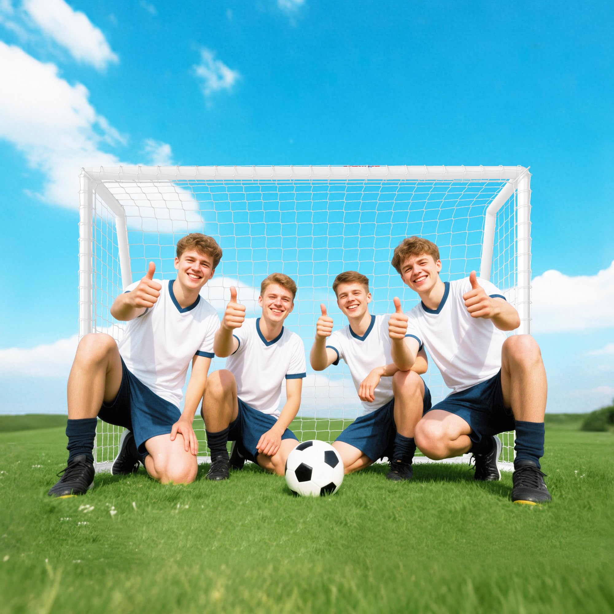 SPORTNOW But de Football avec Filet Poteaux en PVC Blanc