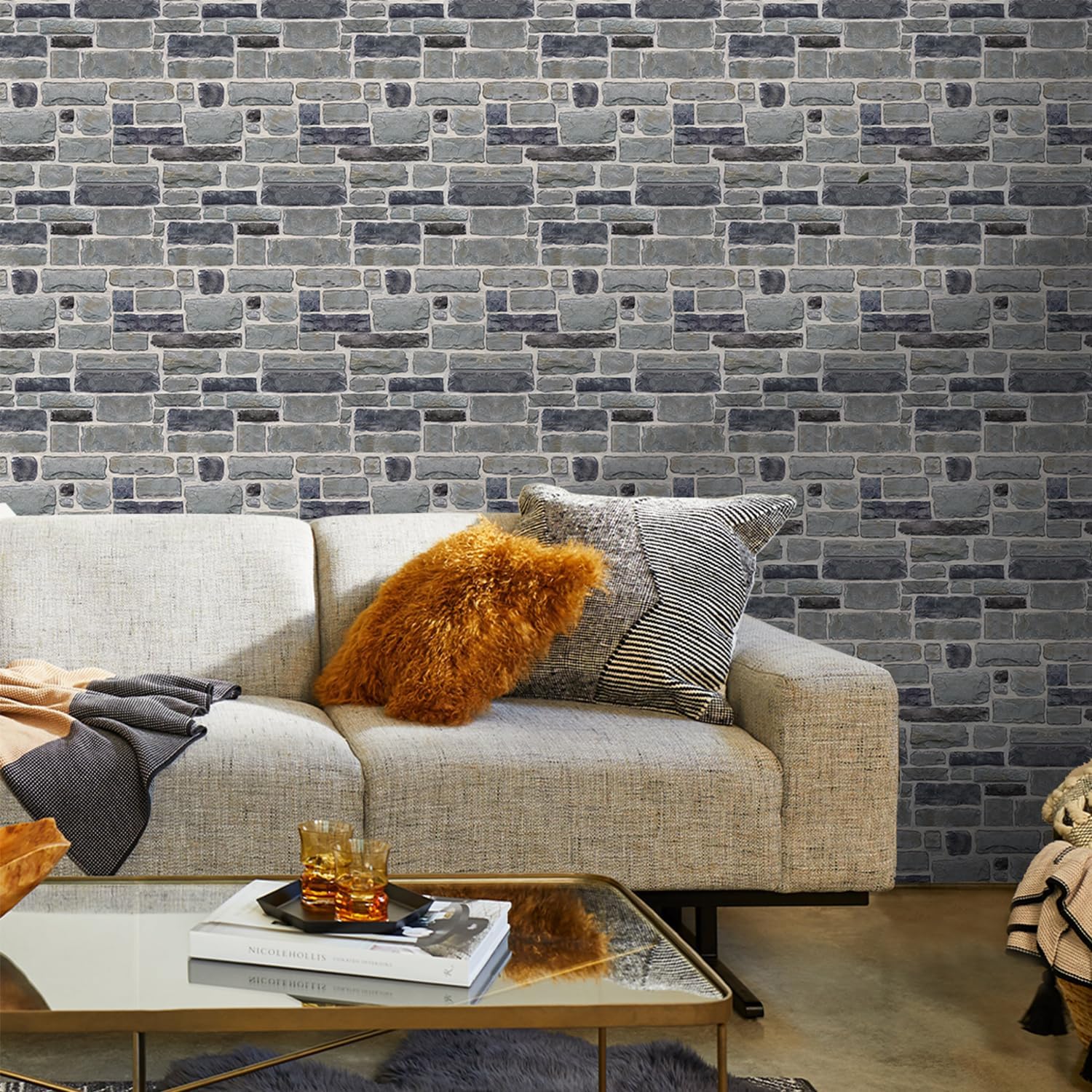 Commomy 3Dフェイクストーン 3Dウォールパネル 10枚 11.8インチ x 11.8インチ ウルトラライト PVC 石灰岩