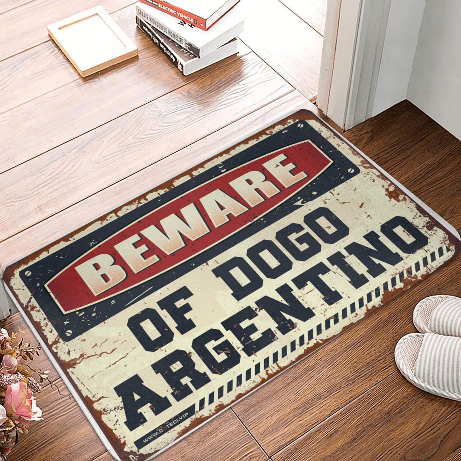 Maty pod drzwi wejściowe do wewnątrz, 'Beware of Dogo Argentino', wycieraczka, maty do drzwi wejściowych, na zewnątrz, do jaskini męskiej, rzeczy (65 x 90 cm)