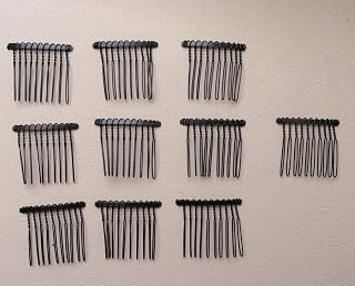10 Pcs Hair Side Comb & Barrettes - 10 Teeth Small Veil Wire Metal Hair Clips for Women's Bridal & Wedding Parties (Black)