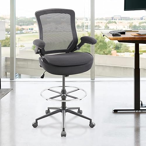 Silla de dibujo con asiento doble, silla de oficina alta, silla de escritorio de pie con altura ajustable, silla de computadora giratoria de malla