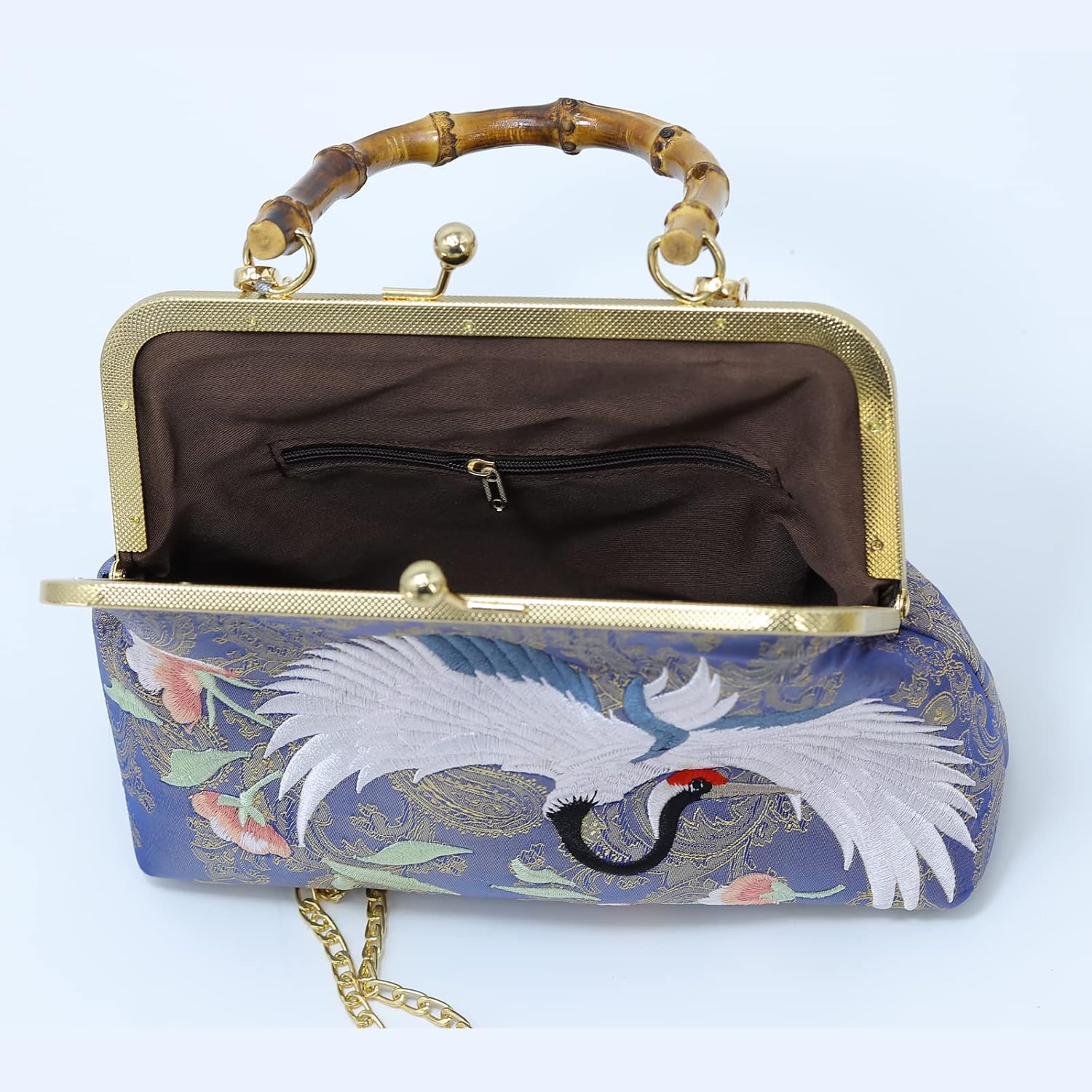 YeBon Retro Shoulder Chain Messenger Clutch Chinese Style Embroidered Jacquard Women's Evening Bags - Image 6