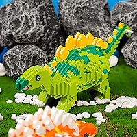Vista 4 de Larcele Juego de dinosaurios de bloques de construcción de micro bloques de construcción, mini ladrillos de juguete de construcción 3D, 1318 piezas