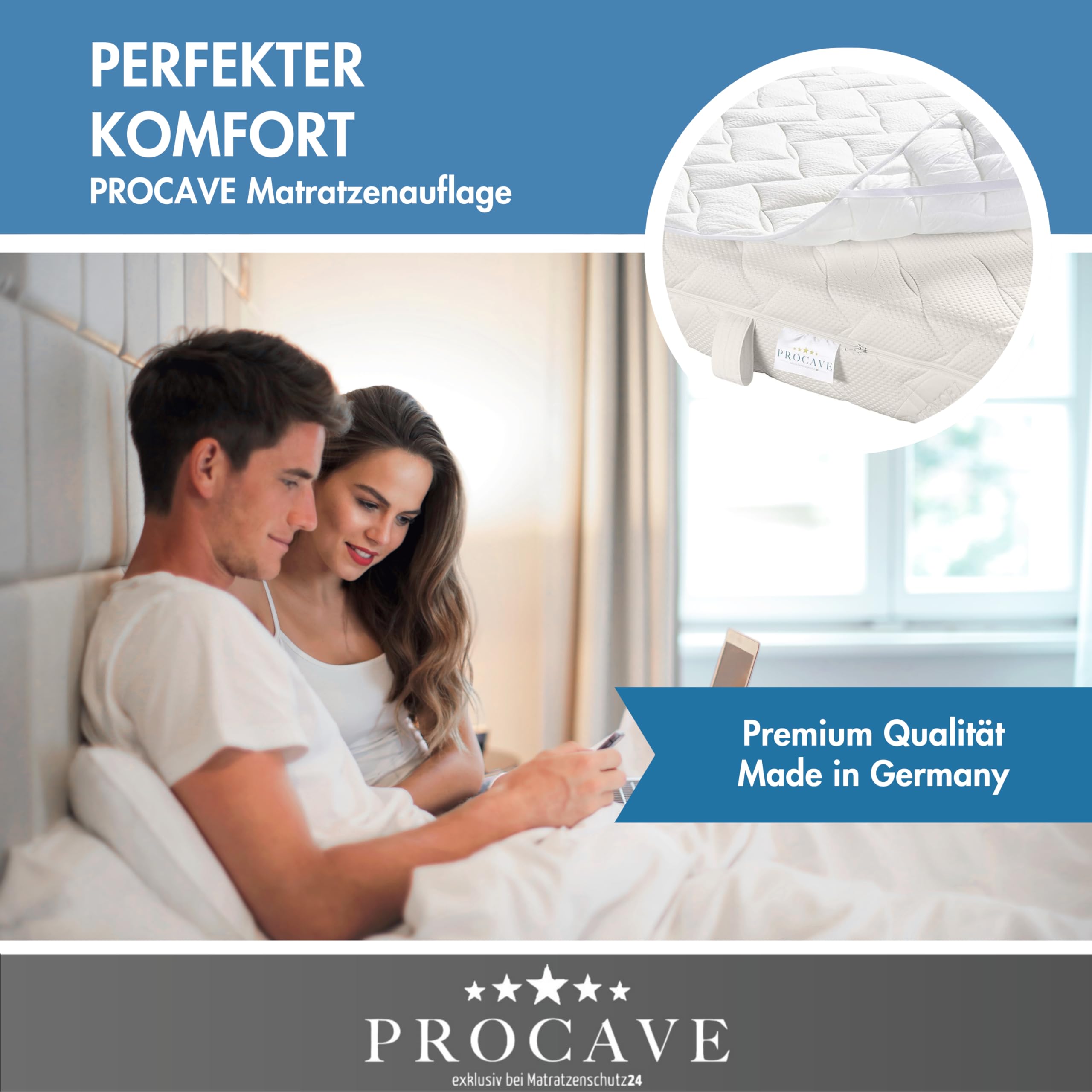 PROCAVE 1810-1811-1812 Protège-Matelas surpiqué, AloeVera, Weiß, 140x200 cm