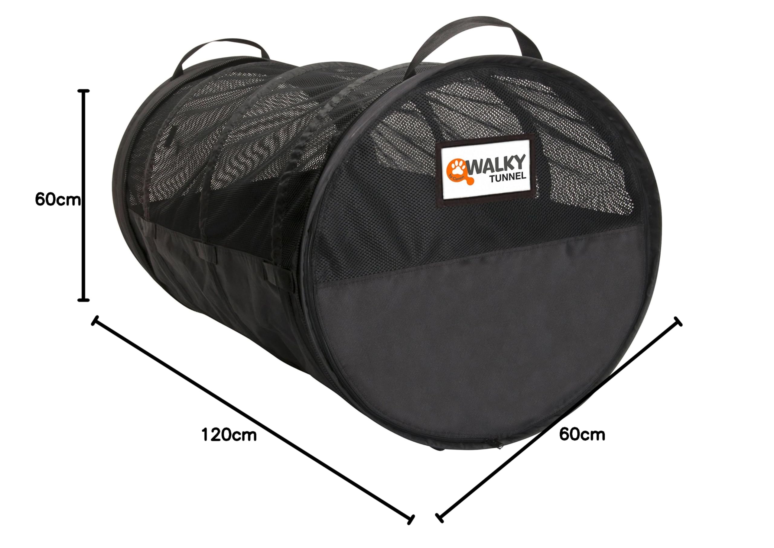 dobar® 62400 Walky Tunnel Transportbox für Haustiere - Faltbare Luxus Transporttasche - Hundetragetasche Nylon - Tragetasche für Haustiere - Haustier-Reisetasche für Auto - Ø 60 x 120 cm - Schwarz