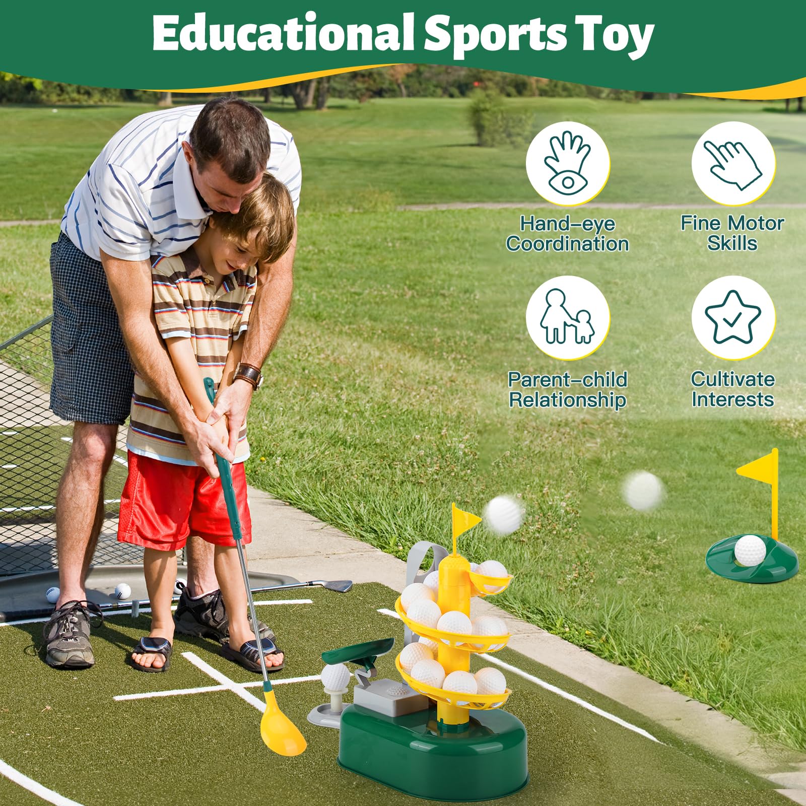 Liberry Kids Golf Club Set for 3 4 5 6 7 Years Old Boys Girls, Toddler Golf Set with Golf Dispenser, Retractable Clubs & 2 Heads, Indoor Outdoor Sport Toys Birthday Gifts - Image 4