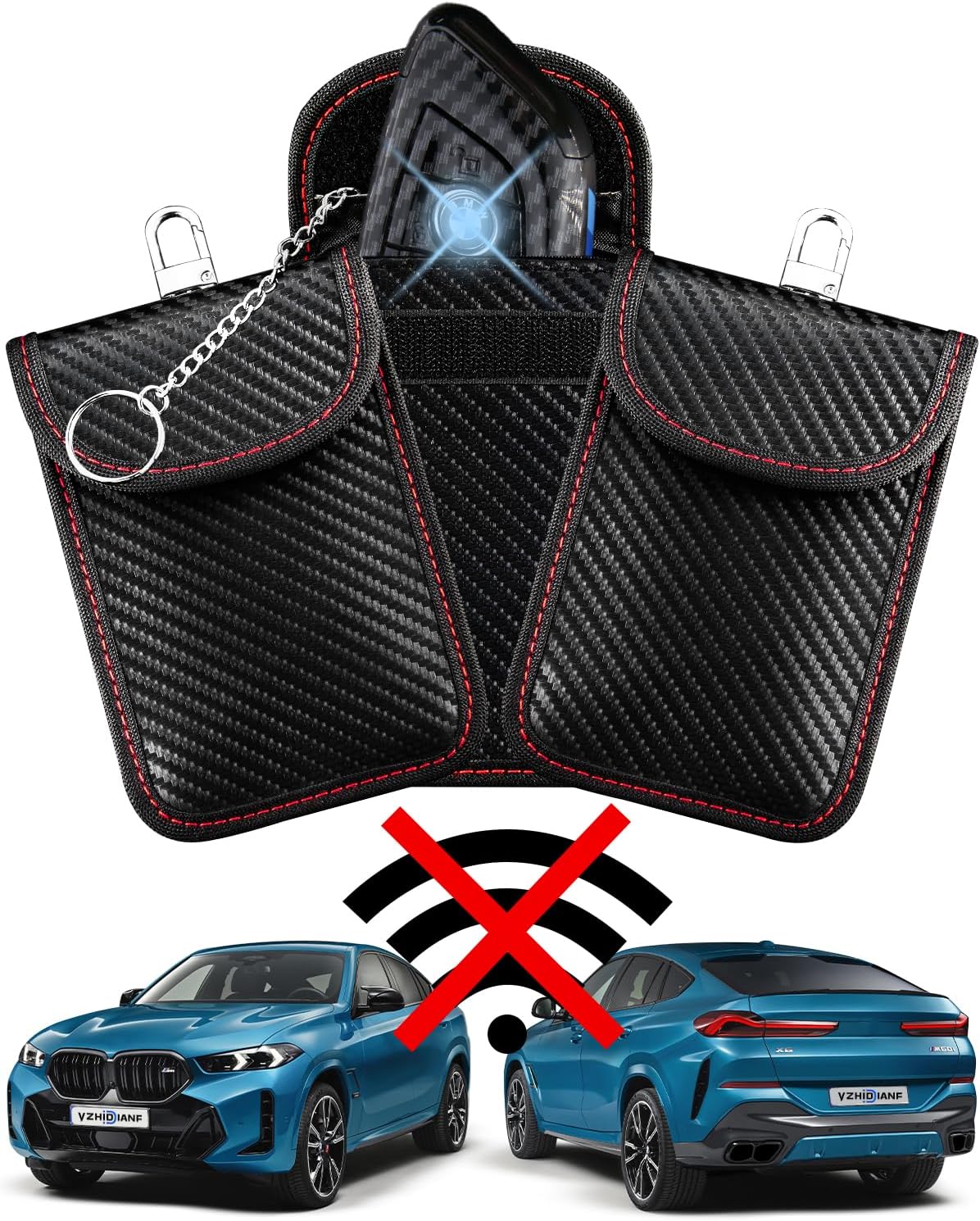 Faraday Key Fob Protector (3 Pack), Key Fob Signal Blocker Pouch, Faraday Bags Signal Blocking Security Pouch Anti-Theft Anti-Hacking Car Keys Fob Case Prevent Keyless Car Theft