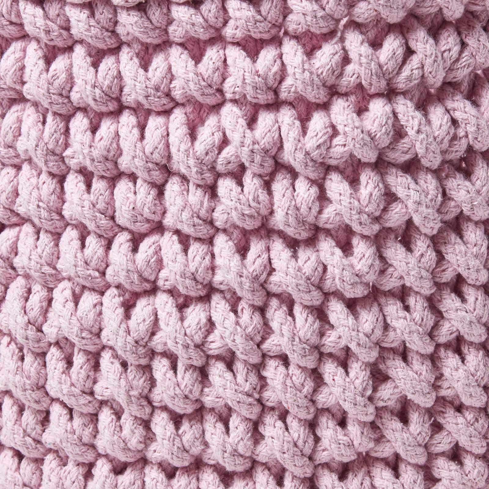 HOMESCAPES Petit Panier de rangement rond tressé en tricot Rose pastel 100% coton - 37 x 21 cm