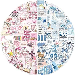 Amazon.com: 100PCS Watercolor Pink and Bule Jesus Christian Stickers ...