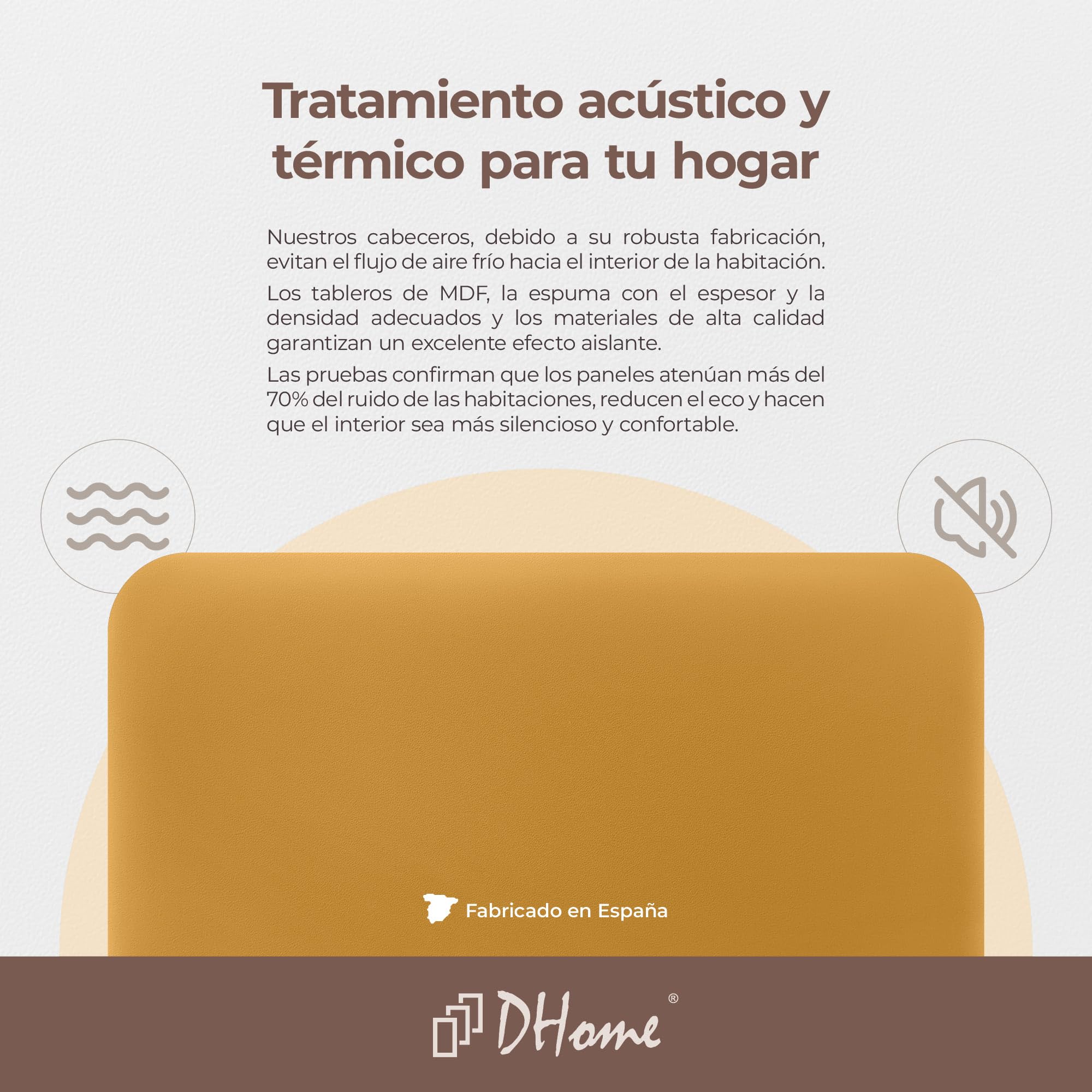 DHOME Tête de Lit Capitonnée Unie Arrondie en Similicuir avec Pieds pour Mur Têtes de Lit Acoustiques Absorbantes Tête de Lit Chambre à Coucher (Moutarde, 150cm)