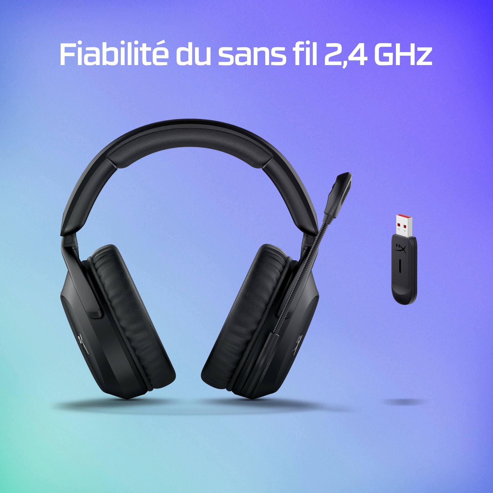 HyperX Cloud Stinger 2 - Casque de Jeu sans Fil - Compatible PC. Microphone pivotant avec Coupure Audio Automatique, Mousse à mémoire de Forme Confortable, 20 Heures Maximum d’autonomie