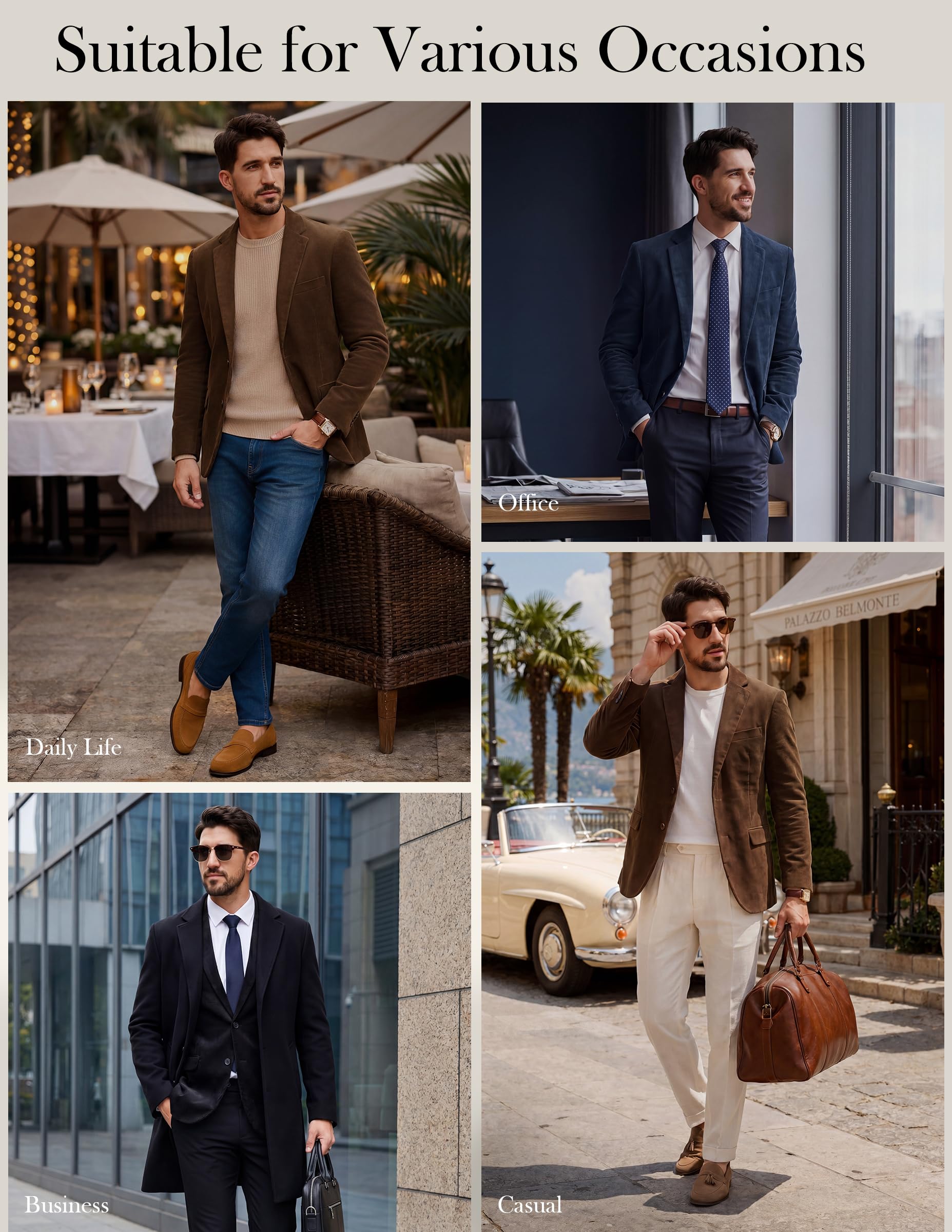 PJ PAUL JONES, Giacca da uomo in velluto a coste, slim fit, con due bottoni, stile casual e sportivo